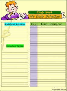 Daily schedule template