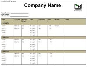 Project schedule template