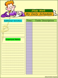 Daily schedule template