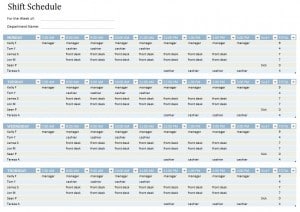 Employee Shift Schedule Template