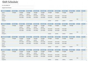 Employee Shift Schedule Template