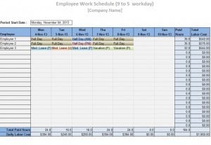 Excel Work Schedule Template