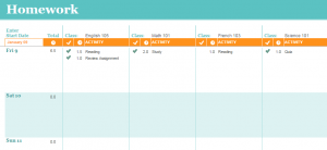  Homework Schedule Template