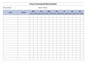 House cleaning schedule template
