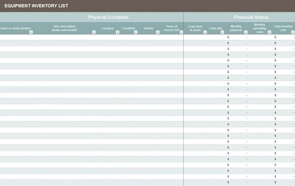 Inventory schedule template