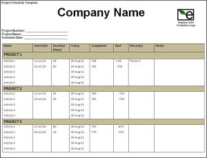 Project schedule template