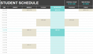 School schedule template