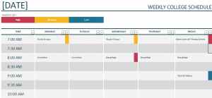 Weekly College Schedule Template