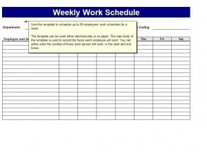 5+ Free Weekly Work Schedule Templates - Word Excel