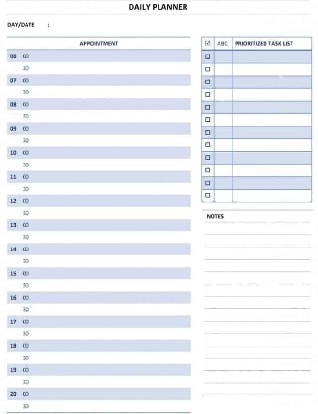 Task schedule template