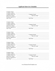 Interview schedule template