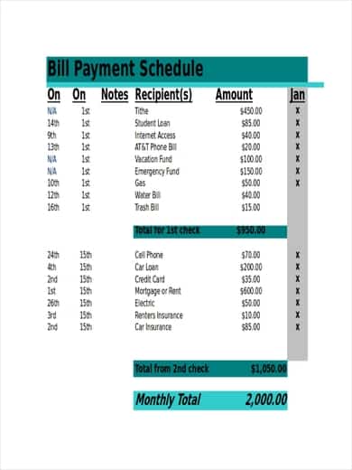 6+ Free Disbursement Schedule Templates - Word Excel