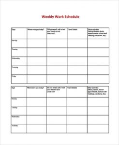 5+ Free Weekly Work Schedule Templates - Word Excel
