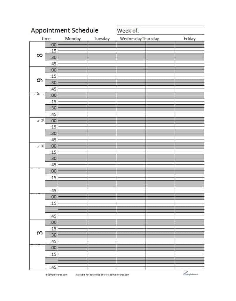 9+ Appointment Scheduling Templates Word Excel