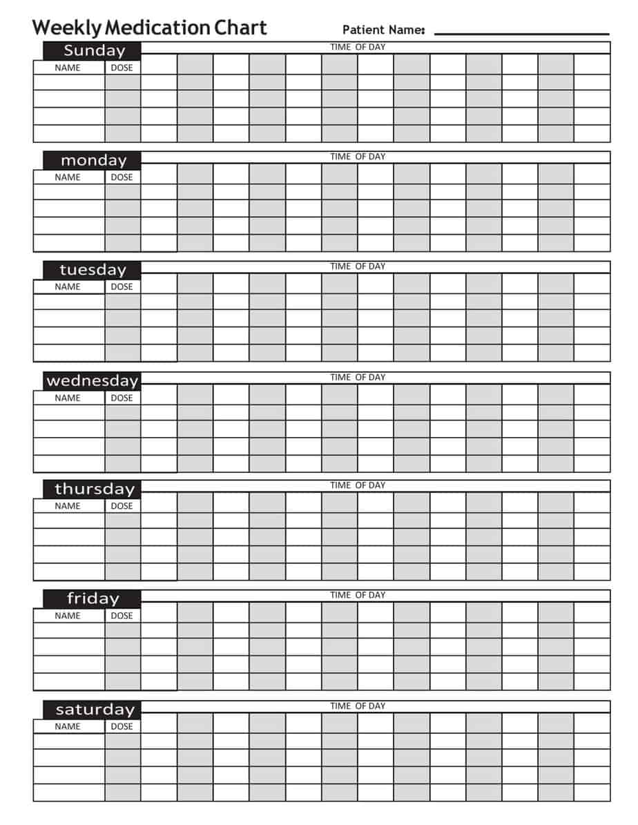 7 Free Medication Schedule Templates Word Excel